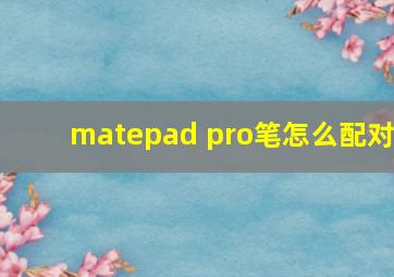 matepad pro笔怎么配对